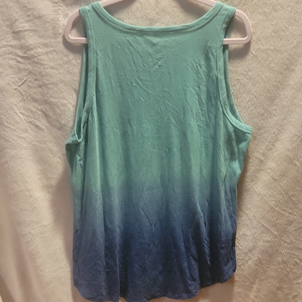 Torrid Blue and Green Tank Top Gradient Design With Jurassic Park Graphic - Picture 3 of 4
